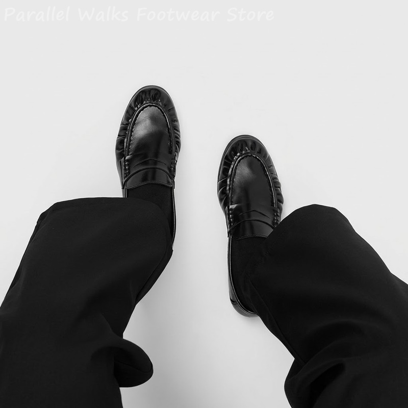 Men'S Shoes Smart - Мужские ретро-лоферы с плиссированным дизайном, модель